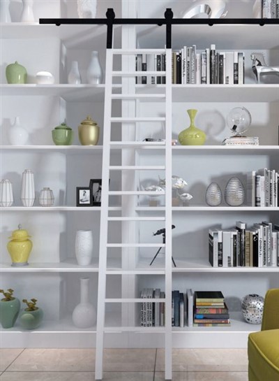 Posuvná knižnica rebrík biela